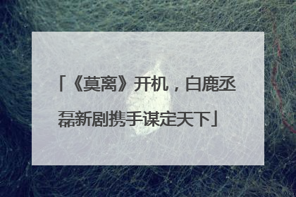 《莫离》开机，白鹿丞磊新剧携手谋定天下