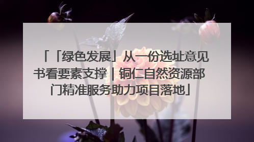 「绿色发展」从一份选址意见书看要素支撑｜铜仁自然资源部门精准服务助力项目落地