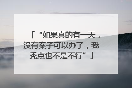 “如果真的有一天，没有案子可以办了，我秃点也不是不行”