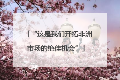 “这是我们开拓非洲市场的绝佳机会”