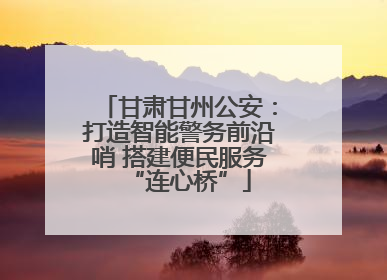 甘肃甘州公安：打造智能警务前沿哨 搭建便民服务“连心桥”