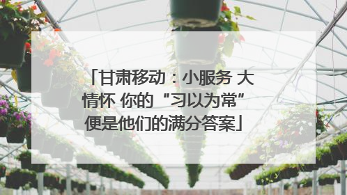 甘肃移动：小服务 大情怀 你的“习以为常”便是他们的满分答案