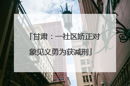 甘肃：一社区矫正对象见义勇为获减刑