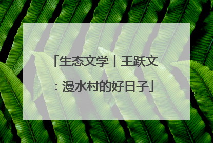 生态文学丨王跃文：漫水村的好日子