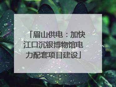 眉山供电：加快江口沉银博物馆电力配套项目建设