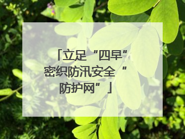 立足“四早”密织防汛安全“防护网”