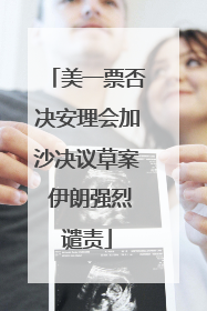 美一票否决安理会加沙决议草案 伊朗强烈谴责