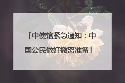 中使馆紧急通知：中国公民做好撤离准备