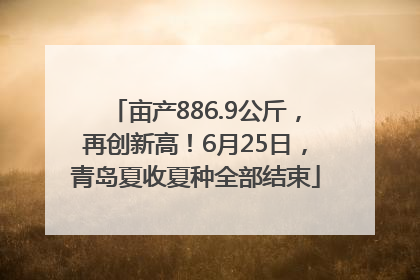亩产886.9公斤，再创新高！6月25日，青岛夏收夏种全部结束