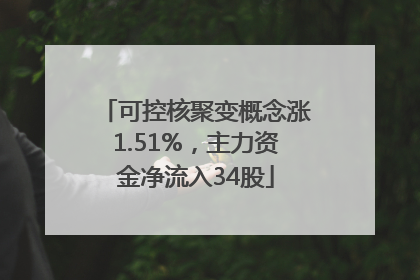 可控核聚变概念涨1.51%，主力资金净流入34股