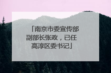 南京市委宣传部副部长张政，已任高淳区委书记