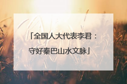 全国人大代表李君：守好秦巴山水文脉