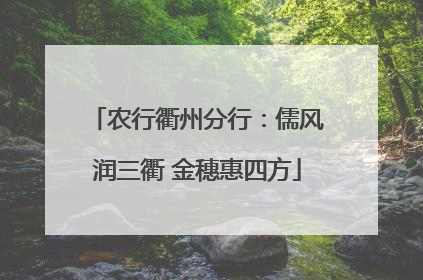 农行衢州分行：儒风润三衢 金穗惠四方