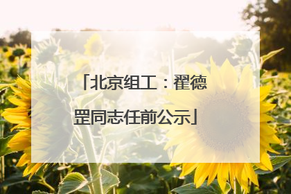北京组工：翟德罡同志任前公示