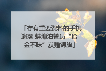 存有重要资料的手机遗落 蚌埠泊管员“拾金不昧”获赠锦旗