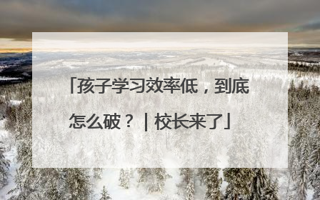孩子学习效率低，到底怎么破？｜校长来了