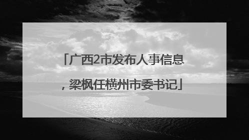 广西2市发布人事信息，梁枫任横州市委书记