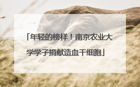 年轻的榜样！南京农业大学学子捐献造血干细胞