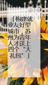 构建就业友好型城市，苏州为青年人才送上四个“大礼包”