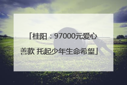 桂阳：97000元爱心善款 托起少年生命希望