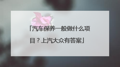 汽车保养一般做什么项目？上汽大众有答案