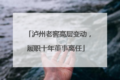 泸州老窖高层变动，履职十年董事离任
