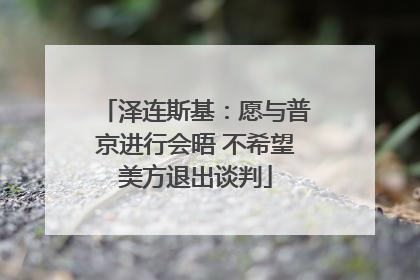 泽连斯基：愿与普京进行会晤 不希望美方退出谈判