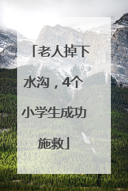 老人掉下水沟，4个小学生成功施救