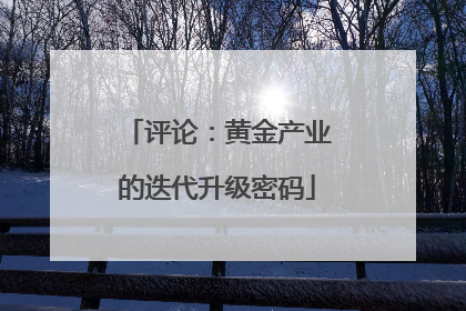 评论：黄金产业的迭代升级密码