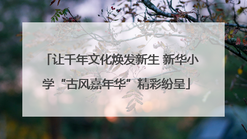 让千年文化焕发新生 新华小学“古风嘉年华”精彩纷呈