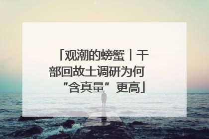 观潮的螃蟹丨干部回故土调研为何“含真量”更高