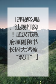 违规吃喝、违规打牌！武汉市政府原副秘书长周大鸿被“双开”