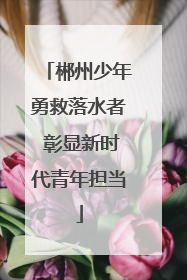 郴州少年勇救落水者 彰显新时代青年担当