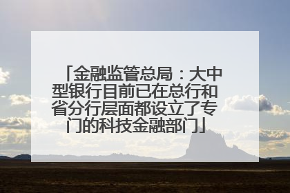 金融监管总局：大中型银行目前已在总行和省分行层面都设立了专门的科技金融部门
