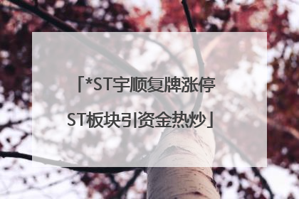 *ST宇顺复牌涨停 ST板块引资金热炒