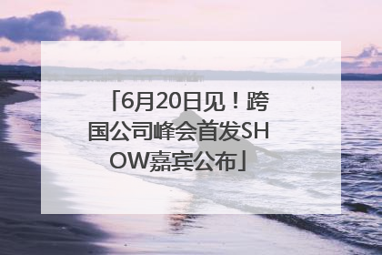 6月20日见！跨国公司峰会首发SHOW嘉宾公布
